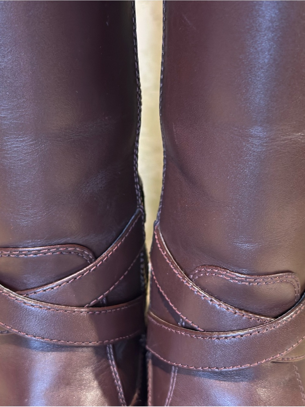 Michael Kors Fulton Harness Brown Leather Tall Riding Boots Gold MK Logo Sz 6 - Picture 7 of 8